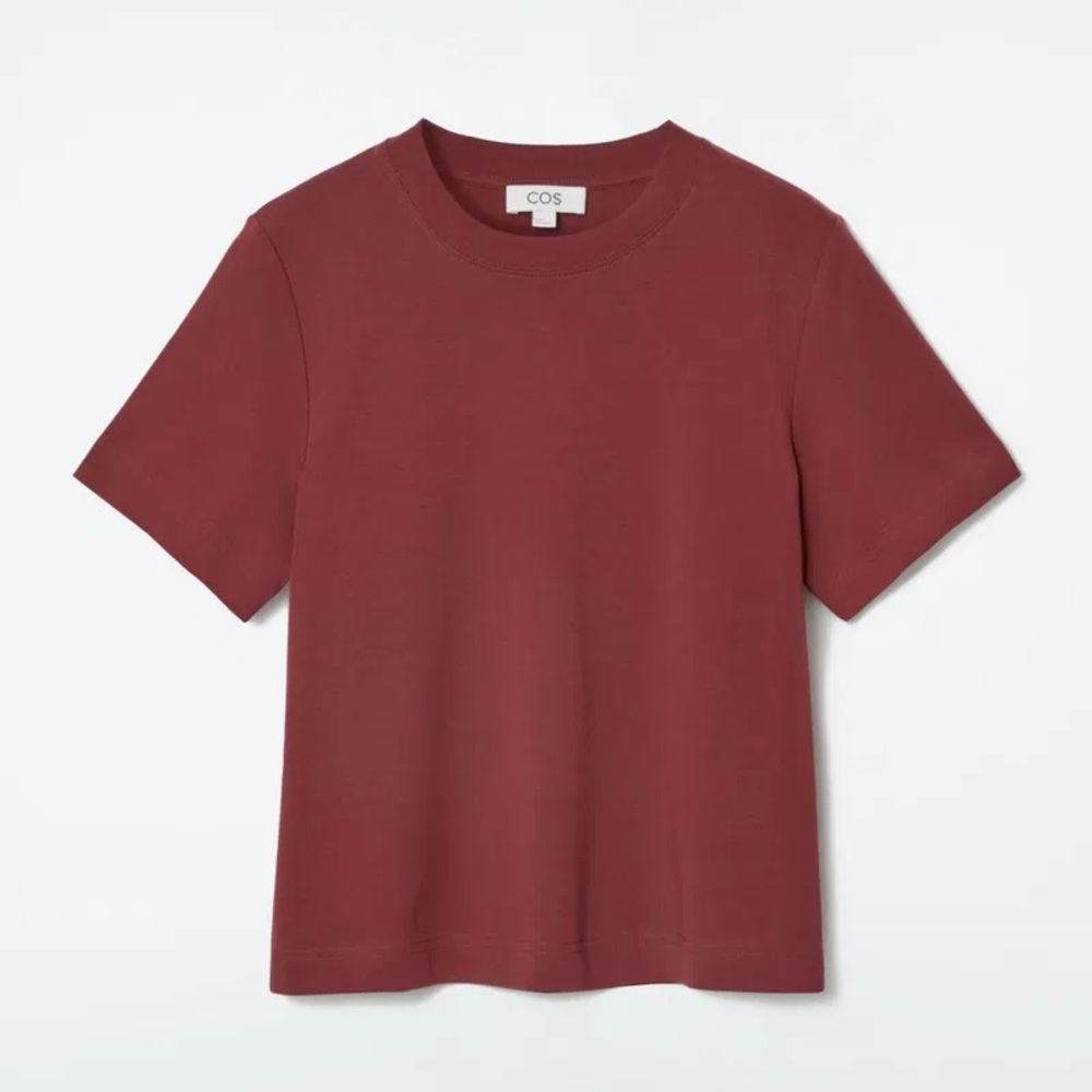 COS Clean Cut Crewneck Top in Deep Red never worn size Medium
